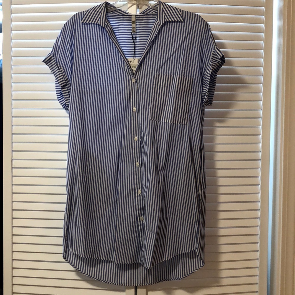 NWT Striped Zara Button Down Shirt-Dress, Size S